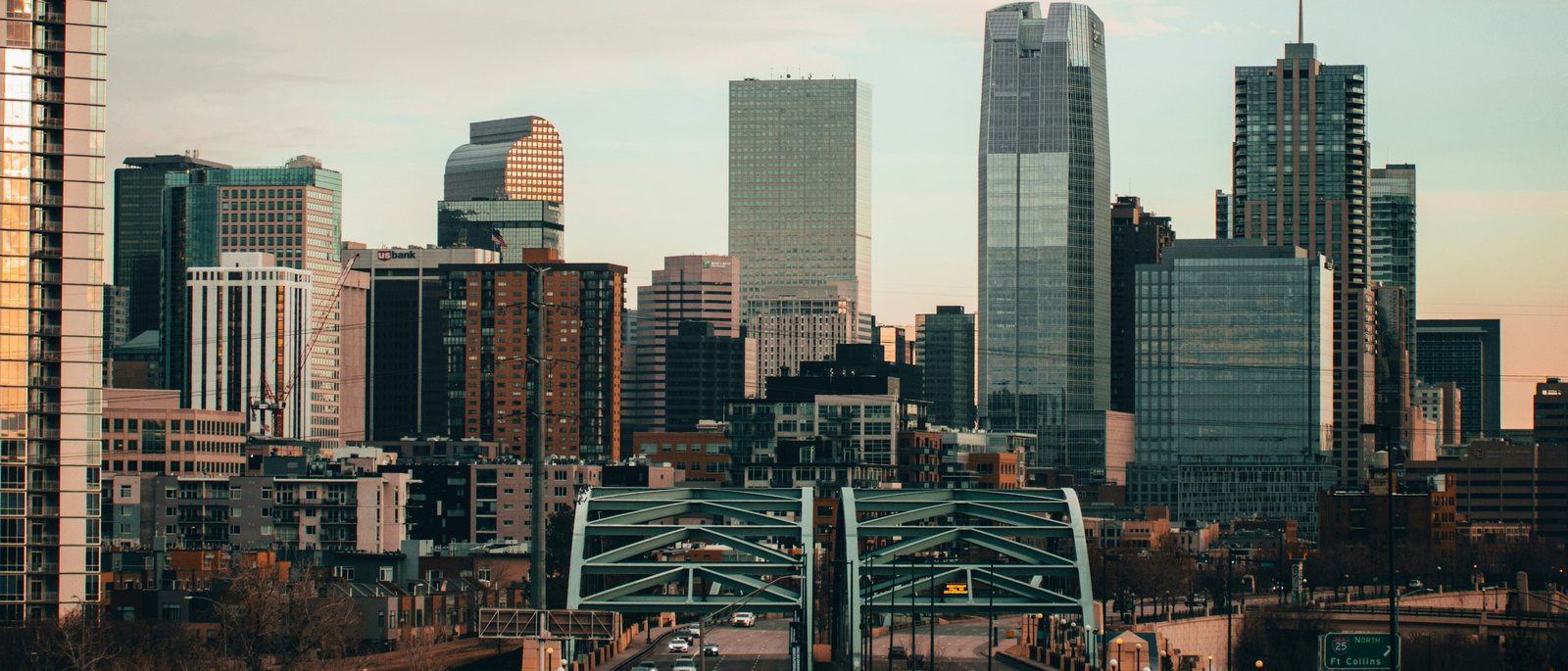 Denver's skyline at dusk
